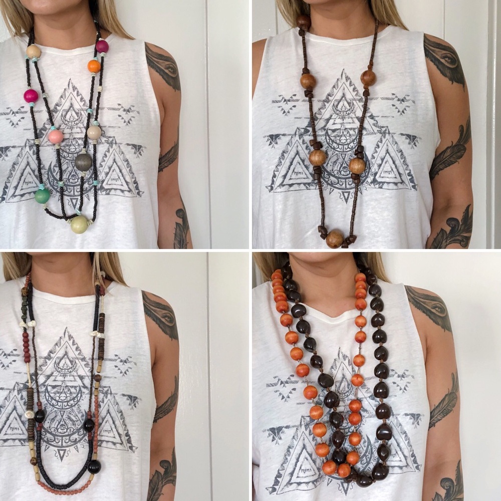 Bundle of 7 Beautiful Wooden Bead Necklaces